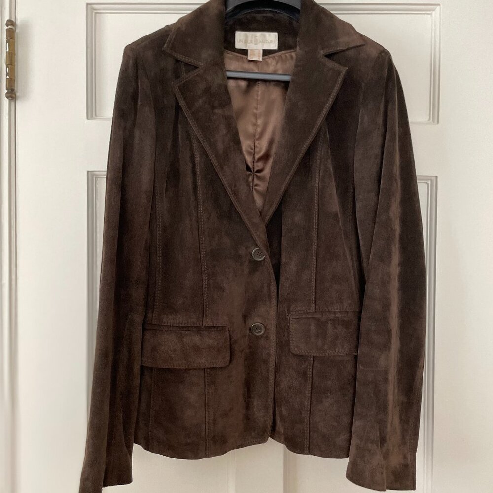 Un Jour Ailleurs Brown Suede Blazer Size 6 EUC